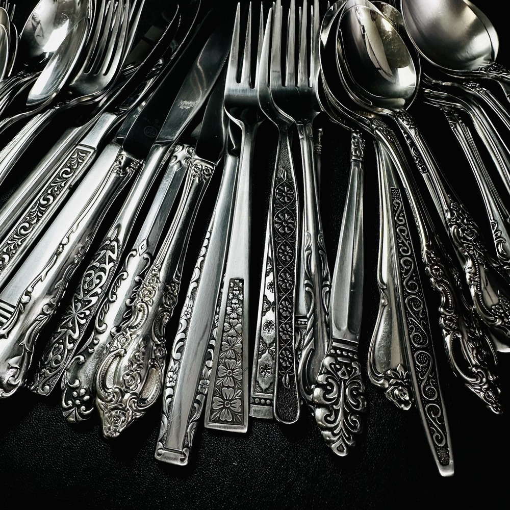 40 Vtg Stainless Flatware Mismatched Japan‎ EKCO National Interpur Oneida Mixed